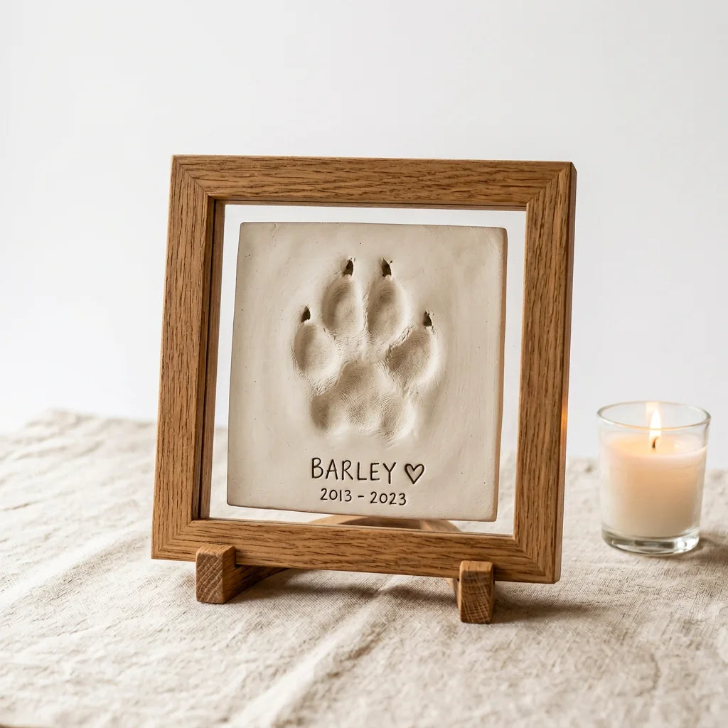 Pet Paw Print Impression Kit with Wooden Display Frame - DIY Keepsake
