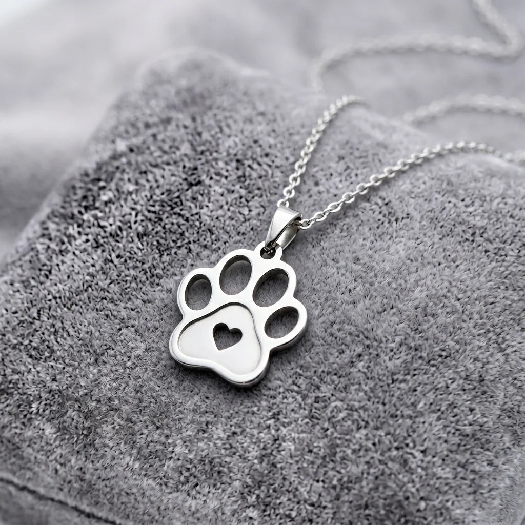 Paw Print Cremation Jewelry Necklace - Pet Ashes Keepsake Pendant